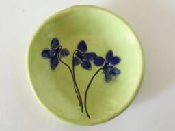Violet Wildflower Pottery Dish Symbol Of Love, Peace, Faith For Soap Or Everything Else