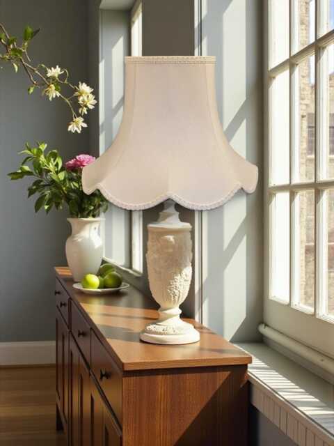 Traditional Cream Fabric Lampshade Handmade For Table & Floor Standard Lamp Bases, Wall Light Fixtures, Ceiling Fittings - image 1
