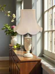 Traditional Cream Fabric Lampshade Handmade For Table & Floor Standard Lamp Bases, Wall Light Fixtures, Ceiling Fittings - thumbnail 1