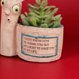 Handmade Ceramic Succulent Planter Funny Character Desk Decor - thumbnail 4