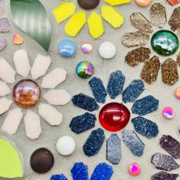 Rainbow Mosaic Birdbath - Handcrafted Flower Design For Garden Water Dish - thumbnail 4