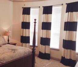 Custom Black & Cream Striped Curtains Nautical Color Block - Sold in Pairs