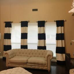 Custom Black & Cream Striped Curtains Nautical Color Block - Sold in Pairs - thumbnail 2