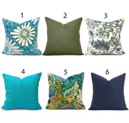 Indoor Pillow Cover With Zippers, Navy Blue, Patina & Turquoise, Pick Your Favorites