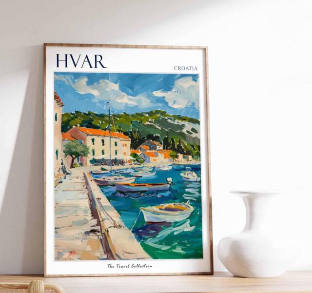 Hvar Croatia Travel Poster Coastal European Wall Art - image 1
