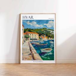 Hvar Croatia Travel Poster Coastal European Wall Art - thumbnail 3