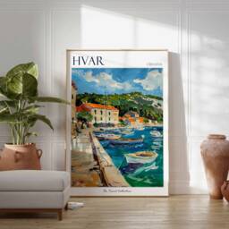 Hvar Croatia Travel Poster Coastal European Wall Art - thumbnail 2