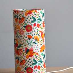 Tube Lamp To Put On Children's Bedroom Toucan Fabric, Tropical Flower Pattern, White Jungle Fabric For Children, Print Animal Bedside - thumbnail 2