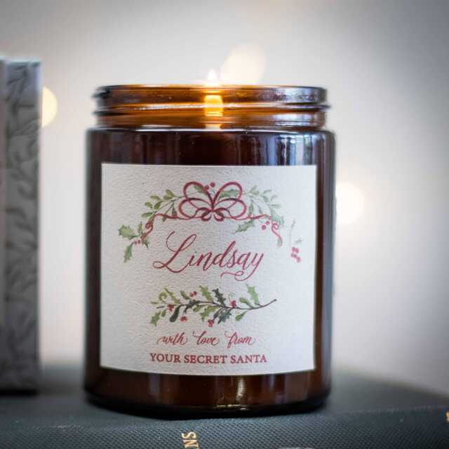 Personalised Name Christmas Scented Candle - Gift For Her, Couple, Wife, Secret Santa, Teacher - image 1