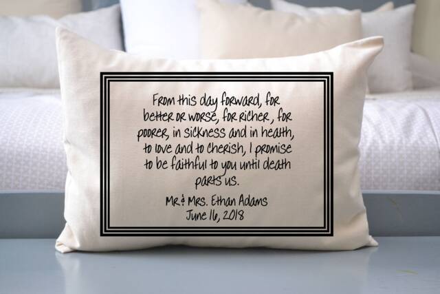 Personalized Pillow, Wedding Vows, Fiance Gift, Engaged 2nd Anniversary, Kneeling Pillow - image 1