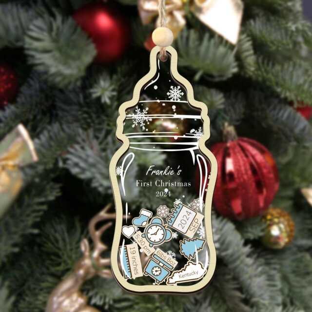Personalized Feeding Bottle Babys 1st Christmas Ornament, Custom Baby's First Ornament 2024, New Baby Gift, Shower Gift - image 1
