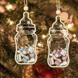 Personalized Feeding Bottle Babys 1st Christmas Ornament, Custom Baby's First Ornament 2024, New Baby Gift, Shower Gift - thumbnail 3