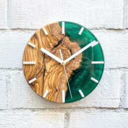 Olive Wood Resin Wall Clock Live Edge Modern Home Decor Handmade Unique - thumbnail 3