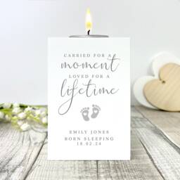 Personalised Angel Baby Memorial White Tea Light Holder - Loss Keepsake - thumbnail 2