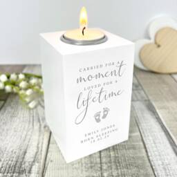 Personalised Angel Baby Memorial White Tea Light Holder - Loss Keepsake
