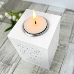 Personalised Angel Baby Memorial White Tea Light Holder - Loss Keepsake - thumbnail 3