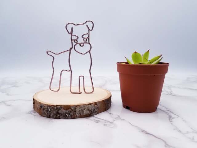 Miniature Schnauzer Wire Sculpture, Dog Memorial, Personalized Pet Portrait - image 1