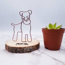 Miniature Schnauzer Wire Sculpture, Dog Memorial, Personalized Pet Portrait - thumbnail 2