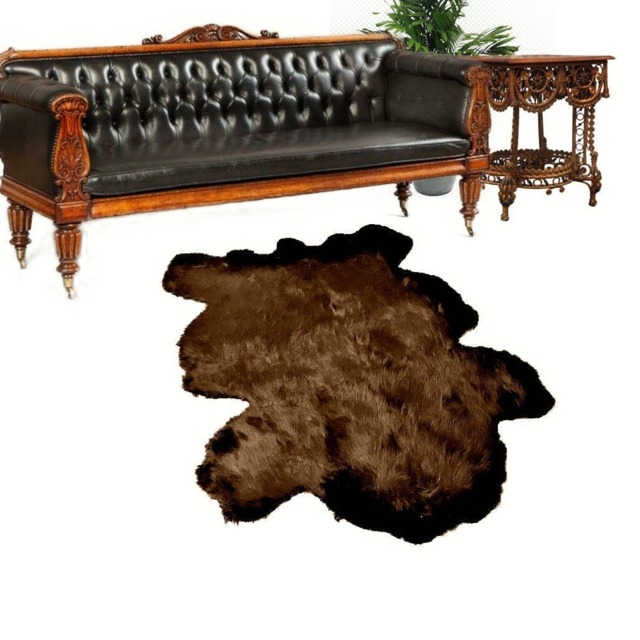 Plush Faux Buffalo Hide Rug - Animal Pelt Shape Throw, Usa Made - image 1