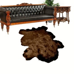 Plush Faux Buffalo Hide Rug - Animal Pelt Shape Throw, Usa Made - thumbnail 1