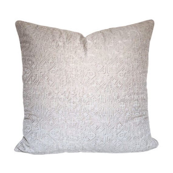 Fortuny Fabric Throw Pillow Cushion Cover Platinum Monotones Moresco Pattern - Made in Italy - image 1