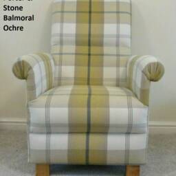 Porter & Stone Balmoral Fabric Adult Chair Armchair Tartan Check Accent Small Duck Egg Ochre Grey Red Pink Purple Bedroom Kitchen Gingham - thumbnail 3