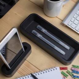 Black Pen Holder For Desk , Luxury Desktop Organizer Office Accessories Executive Decor, Gift For Men - thumbnail 3