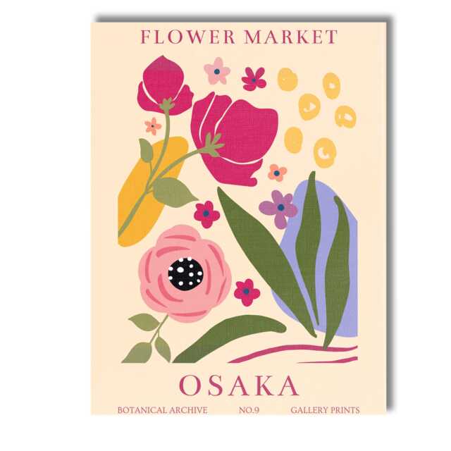 Osaka Botanical Archive Floral Market Poster Mid Century Modern Artwork Canvas Wall Art Print Decor Picture Ready To Hang - image 1