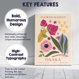 Osaka Botanical Archive Floral Market Poster Mid Century Modern Artwork Canvas Wall Art Print Decor Picture Ready To Hang - thumbnail 2