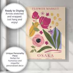 Osaka Botanical Archive Floral Market Poster Mid Century Modern Artwork Canvas Wall Art Print Decor Picture Ready To Hang - thumbnail 3