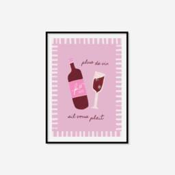 Plus De Vin Sil Vous Plait Print - More Wine Please Print, Retro Kitchen Bar, Bar Cart, Vintage Prints, Restaurant - thumbnail 3