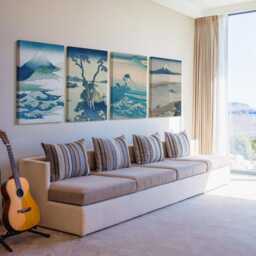 Blue Vintage Wall Art Set Of 4 Canvas/Prints Framed High Quality Japanese Poster, Ukiyo-E Living Room Decorations, Above Bed Art - thumbnail 3