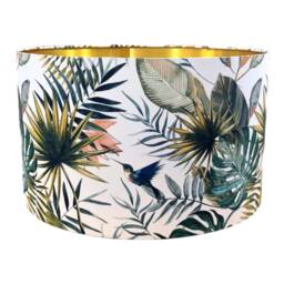 Hummingbird Lampshade Tropical Palm Leaf Drum Shade With Gold Lining - thumbnail 2