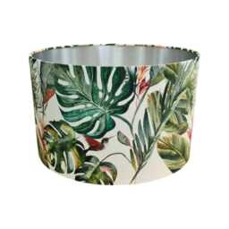 Hummingbird Lampshade Tropical Palm Leaf Drum Shade With Gold Lining - thumbnail 3