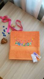 Orange Terry Towel With Embroidery Summer. Great Beach Towel