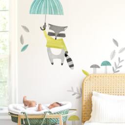 Floating Raccoon - Fabric Wall Decal Woodland Mej - thumbnail 2