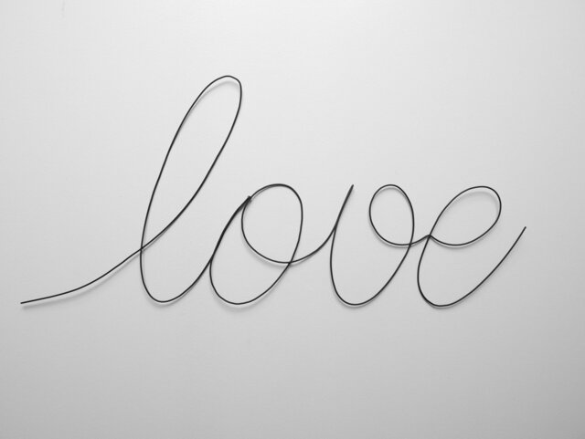 Word Love in Customizable Annealed Iron Wire, Wall Phrase, Wire Writing, Quote, Decoration, Door Plate