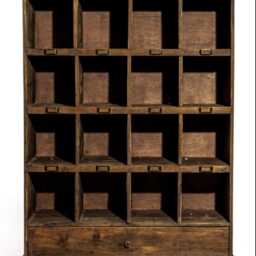 16 Cubby Storage Cabinet Rustic Wood - Tall Display Shelving 100cm Multi Compartment Organiser Office Hallway Lounge Furniture - thumbnail 2