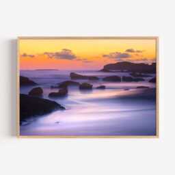 Rocky Beach Sunset Print, Coastal Photography Wall Art, House Decor - thumbnail 2