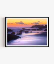 Rocky Beach Sunset Print, Coastal Photography Wall Art, House Decor - thumbnail 1