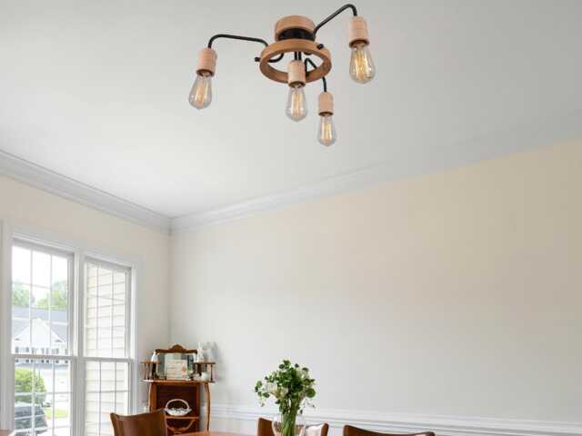 Wooden Farmhouse Chandelier Kitchen Lighting Dining Room Ceiling Light - image 1