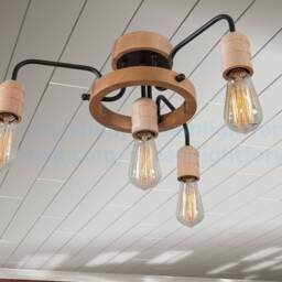 Wooden Farmhouse Chandelier Kitchen Lighting Dining Room Ceiling Light - thumbnail 3