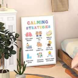 Calming Strategies Affirmations For Kids Quote Art Canvas Poster, Classroom Quotes, Children's Room Aesthetic Decor, Printed Gift - thumbnail 1