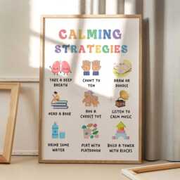 Calming Strategies Affirmations For Kids Quote Art Canvas Poster, Classroom Quotes, Children's Room Aesthetic Decor, Printed Gift - thumbnail 3
