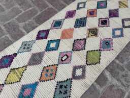 2'3x12'4Ft Afghan Moroccan Design Runner Rug - Handwoven Wool Carpet With Geometric Patterns, Stylish Berber For Hallways Or Kitchens - thumbnail 1
