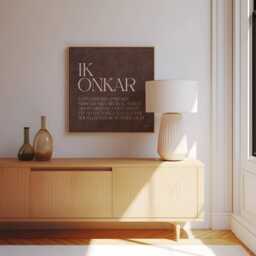 Mool Mantar Ik Onkar Print - Sikh Graphic Typography Spiritual Wall Art Punjabi Home Decor Square Frame - thumbnail 2