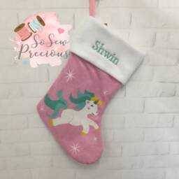 Personalised Christmas Stocking, Personalized Gift, Personalized Stocking, Pink Unicorn - thumbnail 1