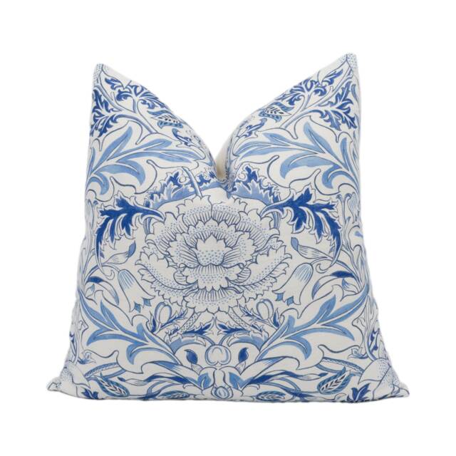 William Morris - Simply Severn Woad Elegant Floral Damask Designer Cushion Cover Handmade Throw Pillow Luxury Home Decor - image 1