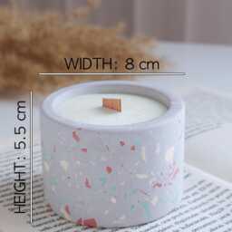 Terrazzo Soy Candle With Wooden Wick, Handmade Decorative Candle, Modern Home Decor, Pastel Vessel, Housewarming Gift - thumbnail 3