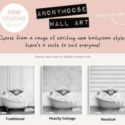 Black & White Highland Cow Calf in A Bath Print, Baby Bathing, Funny Bathroom Animal Bathtub, Tub Print - thumbnail 2